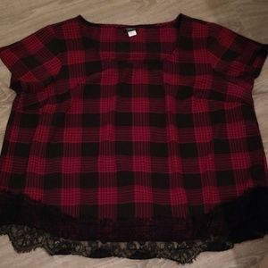Torrid Semi Sheer Plaid Top EUC